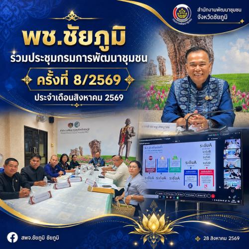 พช.ชัยภูมิ ร่วมประชุมกรมการพัฒนาชุมชน ครั้งที่ 8/2569 ประจำเดือนสิงหาคม 2569 
